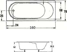 Sanitec Gloria 517 - Παραλληλόγραμμη Μπανιέρα 160x70 εκ - Pneumatic Basic, Χωρίς, Χωρίς, Χωρίς