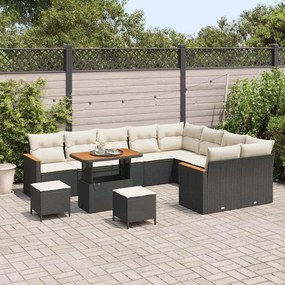 vidaXL Σετ Καναπέ Κήπου με μαξιλάρι 12 pcs Μαύρο Πολυ Ρατάν