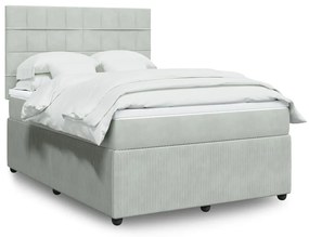 Κρεβάτι Boxspring με Στρώμα Ανοιχτό Γκρι 160x200 εκ. Βελούδινο