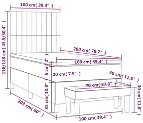 Κρεβάτι Boxspring με Στρώμα Μαύρο 100 x 200 εκ. Υφασμάτινο - Μαύρο