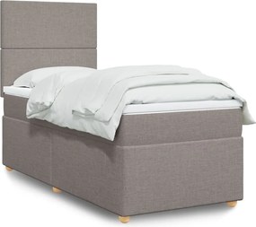 vidaXL Κρεβάτι Boxspring με Στρώμα Taupe 90x200 εκ. Υφασμάτινο