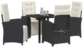 vidaXL Σέτ φαγητού για κήπο 5 pcs Μαύρο συνθετικό ρατάν