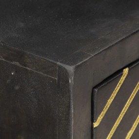 vidaXL Τραπέζι Κονσόλα Μαύρο / Χρυσό 90x30x75 εκ. Μασίφ Ξύλο Μάνγκο
