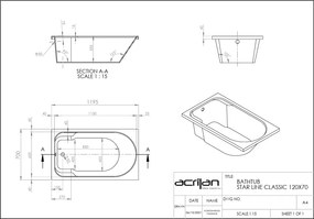 Acrilan Starline - Ακρυλική Μπανιέρα 120x70 εκ