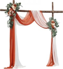VEVOR Artificial Wedding Arch Flowers Kit Orange With 2 Pcs Flowers 2 Pcs Drapes
