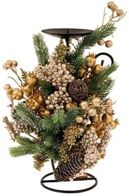 Χριστουγεννιάτικο Κηροπήγιο Με Berries 91048 33cm Multi