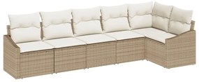 vidaXL Σετ Καναπέ Κήπου 6 pcs Μπεζ Πολυ ράταν