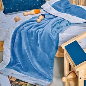 Κουβέρτα Βρεφική Lupus 01 Velour Fleece Blue Kentia Cradle 100x140cm Πολυέστερ