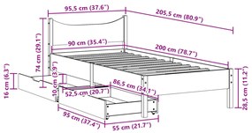 ΠΛΑΙΣΙΟ ΚΡΕΒΑΤΙΟΥ ΜΕ ΣΥΡΤΑΡΙΑ ΛΕΥΚΟ 90X200ΕΚ. ΞΥΛΟ ΠΕΥΚΟΥ 3301915