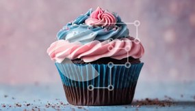 Intra Συλλεκτικό Ξύλινο Παζλ Plywood  4mm - Πολύχρωμο Cupcake με μπλε και ροζ πάγωμα Σε Ξύλινο Κουτί - Διαστάσεις: 10x10 cm – 25 κομμάτια