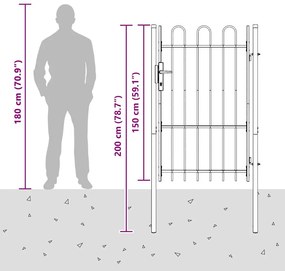 vidaXL Πύλη Φράχτη Γκρι 100 x 150 cm Χάλυβας με Επικάλυψη Πούδρας