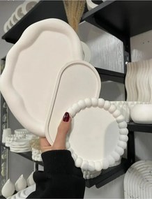 Stewehome Σετ 3 τεμαχίων διακοσμητικών πιατέλων από μπετόν Λευκό 7x17 cm