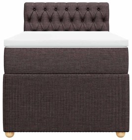 vidaXL Κρεβάτι Boxspring με Στρώμα Σκούρο Καφέ 100x200 εκ. Υφασμάτινο