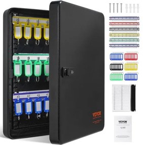 VEVOR 48-Key Cabinet Key Safe with Combination Lock &amp; Keys Adjustable Racks