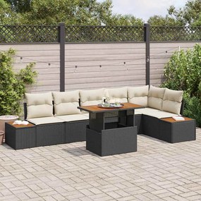 vidaXL Σέτ φαγητού για κήπο 7 pcs Μαύρο, Μπεζ 100 x 55 x 73 εκ