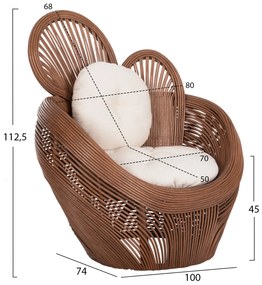 ΠΟΛΥΘΡΟΝΑ CIRCE HM9883 RATTAN ΚΑΦΕ-ΜΑΞΙΛΑΡΙΑ ΕΚΡΟΥ 100x74x112,5Υεκ. - HM9883