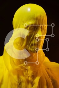 Intra Συλλεκτικό Ξύλινο Παζλ Plywood 4mm - Άνθρωπος καλυμμένος με κίτρινο υγρό Σε Ξύλινο Κουτί - Διαστάσεις Puzzle: 10x10 cm – 25 κομμάτια