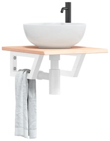 Ράφι Νιπτήρα Τοίχου από Ατσάλι / Μασίφ Ξύλο Δρυός