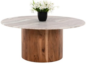 ΤΡΑΠΕΖΙ ΣΑΛΟΝΙΟΥ FORMEL HM9672 ΞΥΛΟ ΑΚΑΚΙΑΣ ΦΥΣΙΚΟ - ΛΕΥΚΟ ΜΑΡΜΑΡΟ Φ80x36Υεκ.