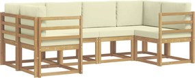 vidaXL Σειρά Καναπέ Εξωτερικού με μαξιλάρι 6 pcs Λευκό και Κρεμ