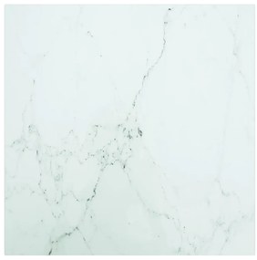 vidaXL Επιφάνεια Τραπεζιού Λευκή 50x50εκ 6 χιλ Ψημ. Γυαλί Μαρμ. Σχέδιο