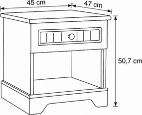 Κομοδίνο Κρεμ / Δρυς GESU 45x47x50.7