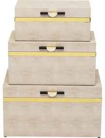 Διακοσμητικά Κουτιά Classy Μπεζ (Σετ 3Τμχ) 48x30x26εκ. - Μπεζ