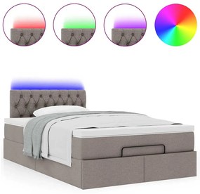 vidaXL Οθωμανικό κρεβάτι με στρώμα & LEDs Taupe 120x200cm ύφασμα