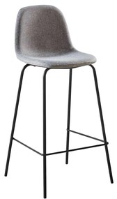 Σκαμπώ CELINA Bar Μετ.Μαύρο, Ύφ.Γκρι (ύψος καθ.67cm) (Σετ 4 ΤΕΜ)