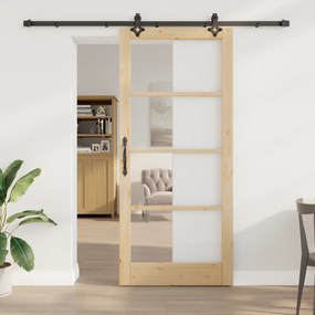 vidaXL Συρόμενη Πόρτα  με Σετ Υλικών 93x211 εκ. Μασίφ Ξύλο Πεύκου