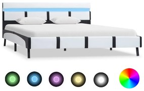 vidaXL Πλαίσιο Κρεβατιού με LED Λευκό 160x200 εκ. από Συνθετικό Δέρμα