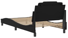 Πλαίσιο Κρεβατιού με LED Μαύρο 100x200 εκ. Συνθετικό Δέρμα - Μαύρο