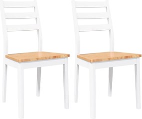 vidaXL Καρέκλες τραπεζαρίας 2 τεμάχια Λευκό μασίφ ξύλο καουτσούκ