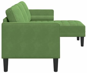 vidaXL Καναπές 3 Θέσεων με Μπαγιονέτα L-σχήματος Ανοιχτό Πράσινο 160 εκ Βελούδο
