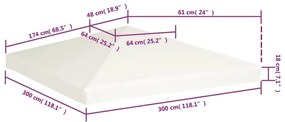 Κάλυμμα για Κιόσκι Λευκό Κρεμ 3 x 3 μ. 310 γρ./μ² - Λευκό