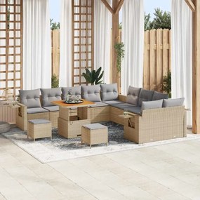 vidaXL Σετ Καναπέ Κήπου 13 pcs Μπεζ συνθετικό ρατάν