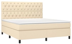 vidaXL Κρεβάτι Boxspring με Στρώμα Κρεμ 160x200 εκ. Υφασμάτινο