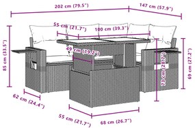 ΣΕΤ ΚΑΝΑΠΕ ΚΗΠΟΥ 5 ΤΕΜΑΧΙΩΝ ΜΑΥΡΟ ΣΥΝΘΕΤΙΚΟ ΡΑΤΑΝ ΜΕ ΜΑΞΙΛΑΡΙΑ 3267876