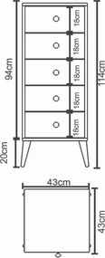 Συρταριέρα ArteLibre AMARI Λευκό Μοριοσανίδα 43x43x114cm