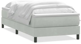 vidaXL Κρεβάτι Boxspring με Στρώμα Ανοιχτό Γκρι 80x210 εκ. Βελούδινο
