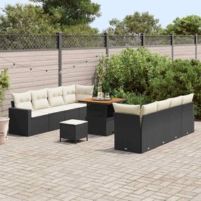 vidaXL Σετ Καναπέ Κήπου Ρυθμιζόμενο ύψος 11 pcs Μαύρο συνθετικό ρατάν