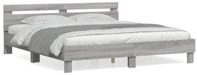 vidaXL Πλαίσιο Κρεβατιού με Κεφαλάρι Γκρι Sonoma 180x200εκ. Επεξ. Ξύλο