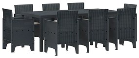 vidaXL Σέτ φαγητού για κήπο 9 pcs Ανθρακί Rattan Polt