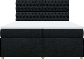 vidaXL Κρεβάτι Boxspring με Στρώμα Μαύρο 200x200 εκ. Υφασμάτινο