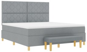 vidaXL Κρεβάτι με Ελατήρια με Στρώμα & Πάγκο Ανοιχτό Γκρι 180x200 εκ Ύφασμα