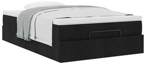 vidaXL Οθωμανικό κρεβάτι με στρώμα Μαύρο 120x190 cm Ύφασμα