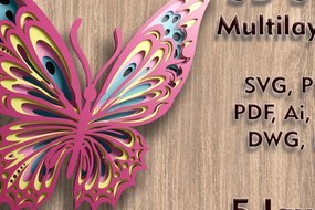 Intra απο ξύλο plywood 3mm-4mm πάχος κοπής πολλαπλών επιπέδων Butterfly 3D Δίασταση 250x250 cm INTRAFABR-109001329