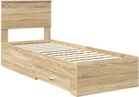 vidaXL Σκελετός Κρεβατιού Sonoma δρυς 75 x 190 cm Επεξεργασμένο Ξύλο