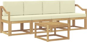 vidaXL Σειρά Καναπέ Εξωτερικού με μαξιλάρι 5 pcs Λευκό και Κρεμ