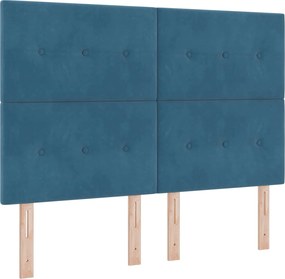 vidaXL Κρεβάτι box spring με στρώμα Μπλε 140 x 190 cm Βελούδο